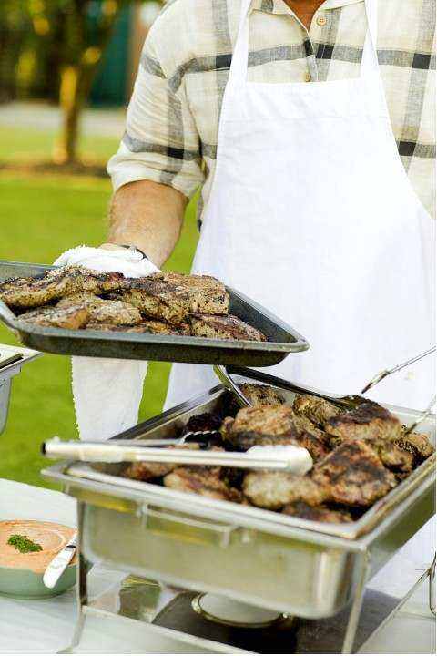 Staff serving lunch